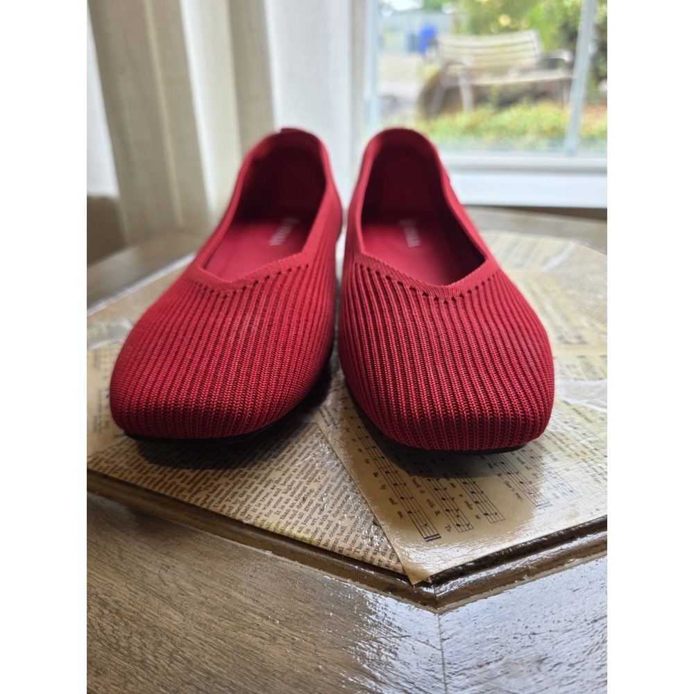 VIVAIA Margot Square Toe Ballet Flat Shoes Size 40 Fabric Women's Slip On Red - Picture 8 of 8